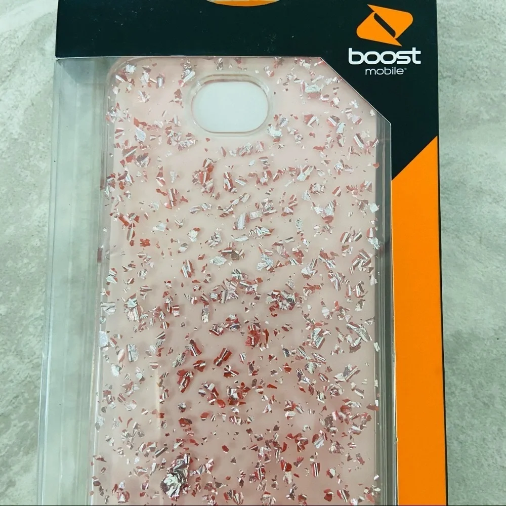 NWT LG X charge pink sparkly speckled style-tact protective phone case